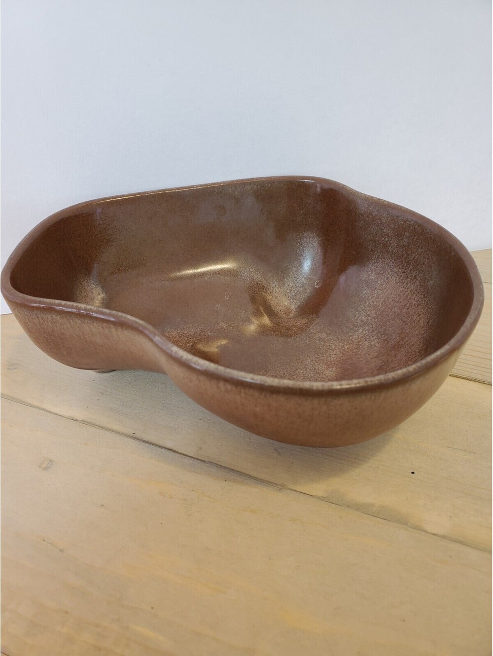Frankoma Pottery Oval Vegetable Serving Dish Bowl Lazy Bones Brown Satin 4N MCM